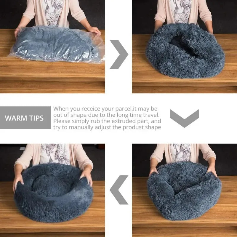 Plush Donut Cat Dog Bed